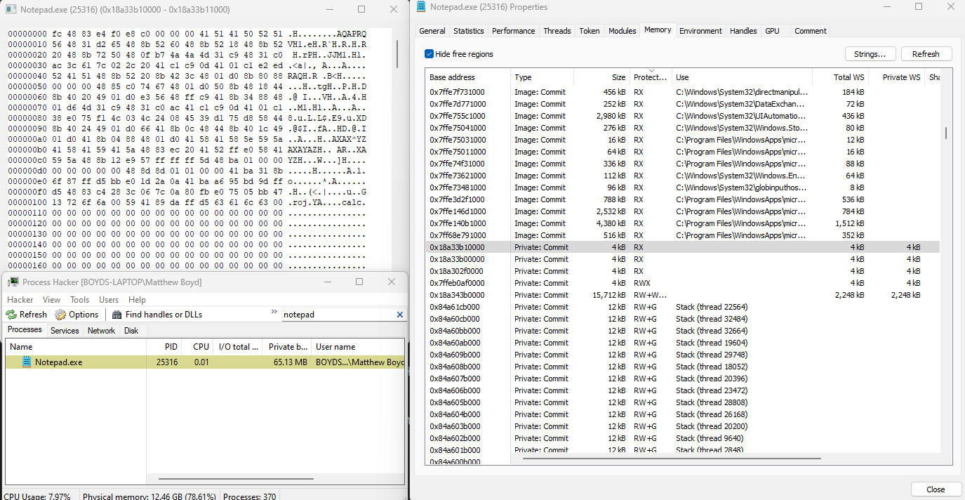 memory inside process hacker